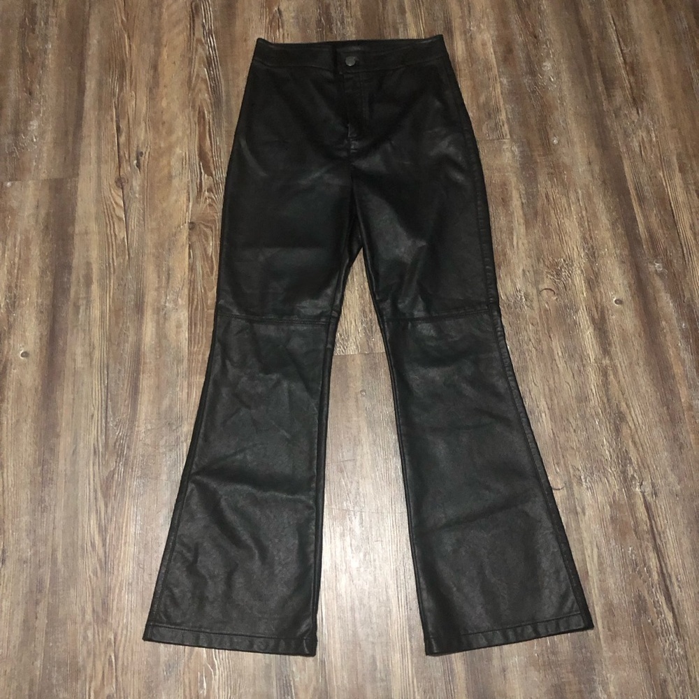 Free People Sasha Cropped Kink Flare Pants Women's 2 Vegan Faux Leather Rockstar
